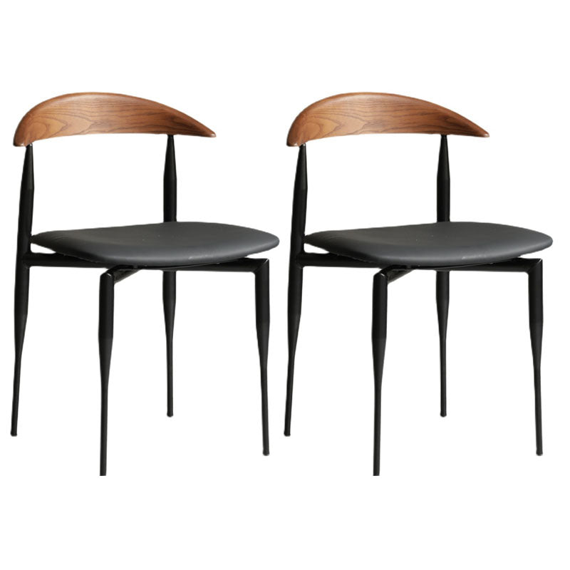 Industrial Style Leather Dining Side Chair Open Back Dining Side Chair Black 2 Piece Set Clearhalo ' kitchen&dining_furn' 'Dining Chairs' 'Dining Tables & Seating' 'dining_chair' 'furn' 'furn_dining_chair' 'Furniture' 'furniture_dining_chair' 'Kitchen & Dining Furniture' 'kitchen' 4666310