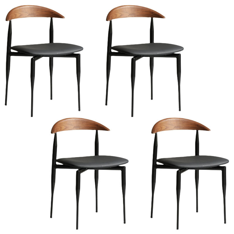Industrial Style Leather Dining Side Chair Open Back Dining Side Chair Black 4 Piece Set Clearhalo ' kitchen&dining_furn' 'Dining Chairs' 'Dining Tables & Seating' 'dining_chair' 'furn' 'furn_dining_chair' 'Furniture' 'furniture_dining_chair' 'Kitchen & Dining Furniture' 'kitchen' 4666312