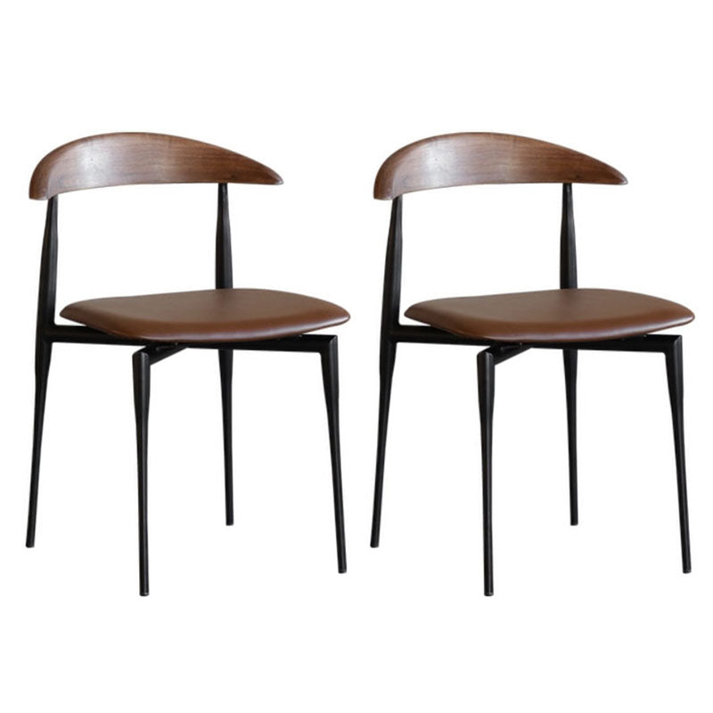 Industrial Style Leather Dining Side Chair Open Back Dining Side Chair Brown 2 Piece Set Clearhalo ' kitchen&dining_furn' 'Dining Chairs' 'Dining Tables & Seating' 'dining_chair' 'furn' 'furn_dining_chair' 'Furniture' 'furniture_dining_chair' 'Kitchen & Dining Furniture' 'kitchen' 4666316