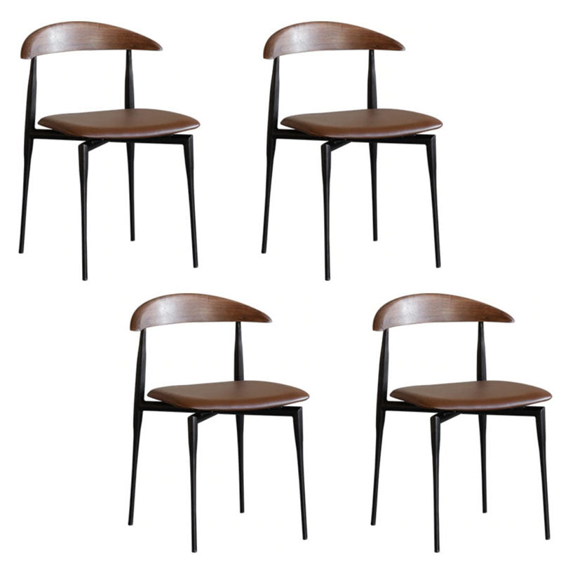 Industrial Style Leather Dining Side Chair Open Back Dining Side Chair Brown 4 Piece Set Clearhalo ' kitchen&dining_furn' 'Dining Chairs' 'Dining Tables & Seating' 'dining_chair' 'furn' 'furn_dining_chair' 'Furniture' 'furniture_dining_chair' 'Kitchen & Dining Furniture' 'kitchen' 4666318