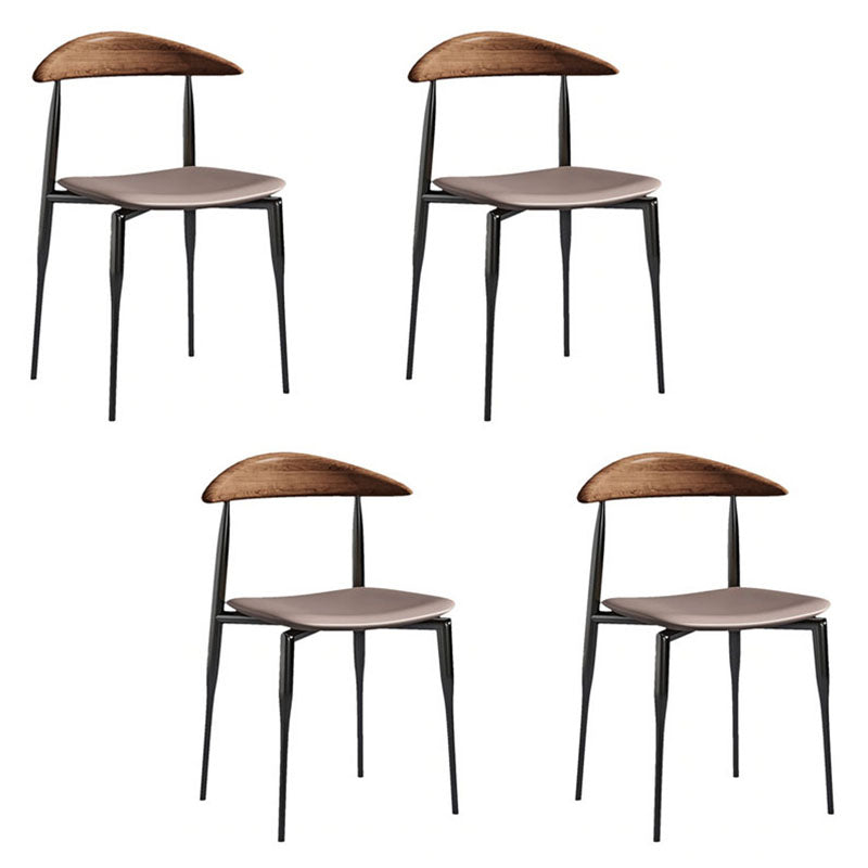 Industrial Style Leather Dining Side Chair Open Back Dining Side Chair Grey 4 Piece Set Clearhalo ' kitchen&dining_furn' 'Dining Chairs' 'Dining Tables & Seating' 'dining_chair' 'furn' 'furn_dining_chair' 'Furniture' 'furniture_dining_chair' 'Kitchen & Dining Furniture' 'kitchen' 4666324