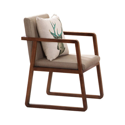 Modern Style Chairs Dining Arm Chair with Wooden Legs for Kitchen Gray-Khaki 1 Piece Clearhalo ' kitchen&dining_furn' 'Dining Chairs' 'Dining Tables & Seating' 'dining_chair' 'furn' 'furn_dining_chair' 'Furniture' 'furniture_dining_chair' 'Kitchen & Dining Furniture' 'kitchen' 4666337