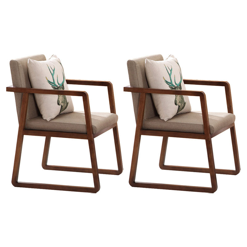 Modern Style Chairs Dining Arm Chair with Wooden Legs for Kitchen Gray-Khaki 2 Piece Set Clearhalo ' kitchen&dining_furn' 'Dining Chairs' 'Dining Tables & Seating' 'dining_chair' 'furn' 'furn_dining_chair' 'Furniture' 'furniture_dining_chair' 'Kitchen & Dining Furniture' 'kitchen' 4666339