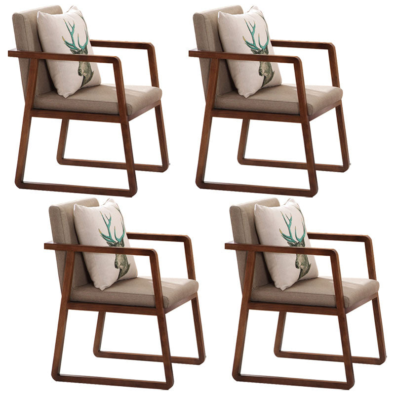 Modern Style Chairs Dining Arm Chair with Wooden Legs for Kitchen Gray-Khaki 4 Piece Set Clearhalo ' kitchen&dining_furn' 'Dining Chairs' 'Dining Tables & Seating' 'dining_chair' 'furn' 'furn_dining_chair' 'Furniture' 'furniture_dining_chair' 'Kitchen & Dining Furniture' 'kitchen' 4666341