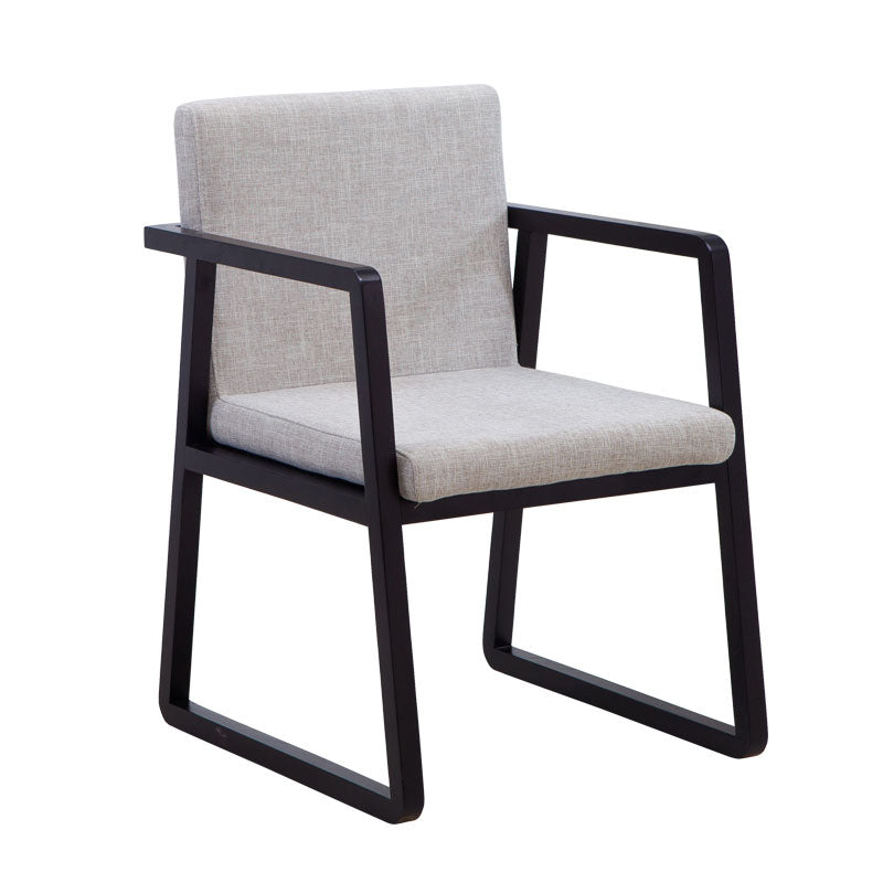 Modern Style Chairs Dining Arm Chair with Wooden Legs for Kitchen Dark Gray-White 1 Piece Clearhalo ' kitchen&dining_furn' 'Dining Chairs' 'Dining Tables & Seating' 'dining_chair' 'furn' 'furn_dining_chair' 'Furniture' 'furniture_dining_chair' 'Kitchen & Dining Furniture' 'kitchen' 4666343