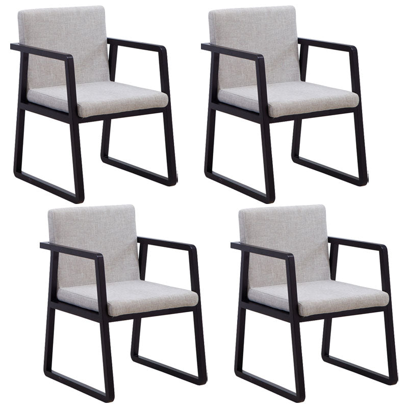 Modern Style Chairs Dining Arm Chair with Wooden Legs for Kitchen Dark Gray-White 4 Piece Set Clearhalo ' kitchen&dining_furn' 'Dining Chairs' 'Dining Tables & Seating' 'dining_chair' 'furn' 'furn_dining_chair' 'Furniture' 'furniture_dining_chair' 'Kitchen & Dining Furniture' 'kitchen' 4666347