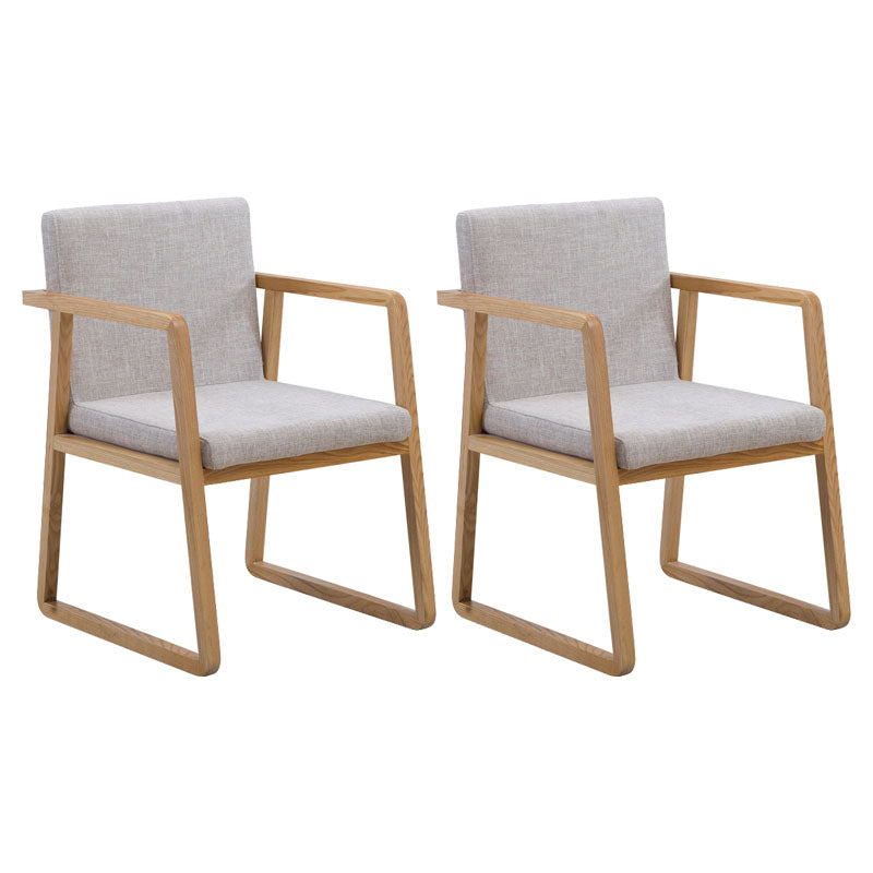 Modern Style Chairs Dining Arm Chair with Wooden Legs for Kitchen Light Gray-White 2 Piece Set Clearhalo ' kitchen&dining_furn' 'Dining Chairs' 'Dining Tables & Seating' 'dining_chair' 'furn' 'furn_dining_chair' 'Furniture' 'furniture_dining_chair' 'Kitchen & Dining Furniture' 'kitchen' 4666358