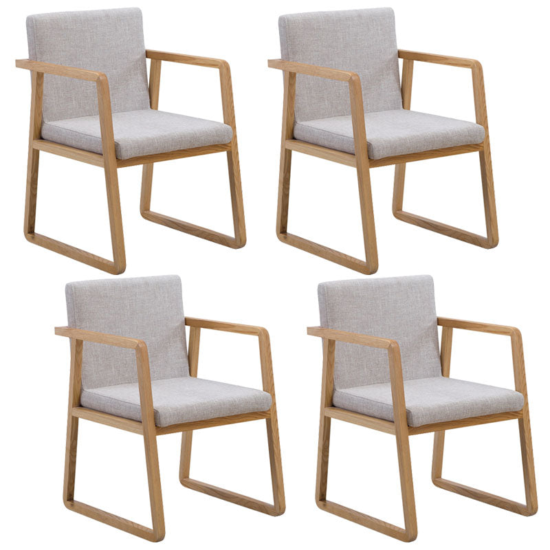 Modern Style Chairs Dining Arm Chair with Wooden Legs for Kitchen Light Gray-White 4 Piece Set Clearhalo ' kitchen&dining_furn' 'Dining Chairs' 'Dining Tables & Seating' 'dining_chair' 'furn' 'furn_dining_chair' 'Furniture' 'furniture_dining_chair' 'Kitchen & Dining Furniture' 'kitchen' 4666359