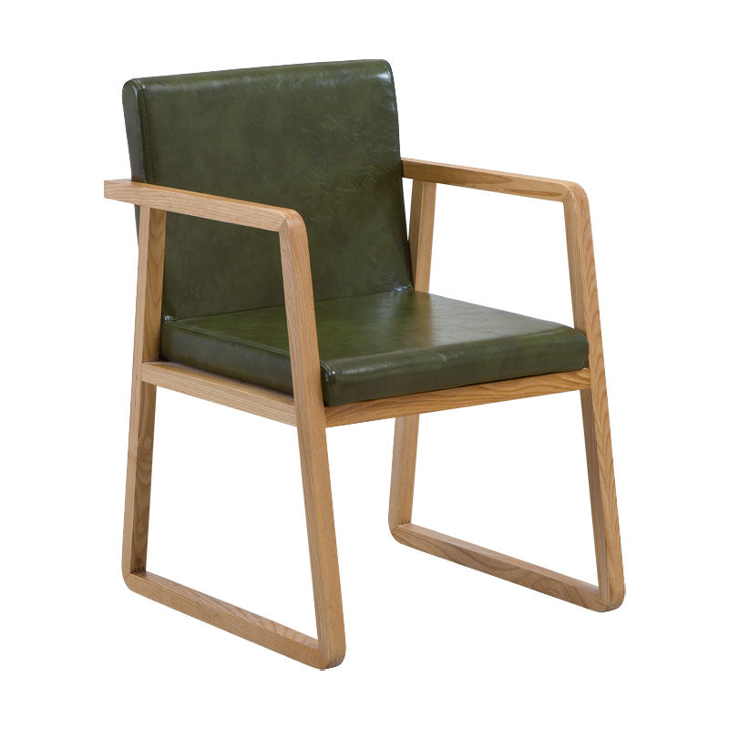 Modern Style Chairs Dining Arm Chair with Wooden Legs for Kitchen Dark Green 1 Piece Clearhalo ' kitchen&dining_furn' 'Dining Chairs' 'Dining Tables & Seating' 'dining_chair' 'furn' 'furn_dining_chair' 'Furniture' 'furniture_dining_chair' 'Kitchen & Dining Furniture' 'kitchen' 4666360