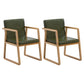 Modern Style Chairs Dining Arm Chair with Wooden Legs for Kitchen Dark Green 2 Piece Set Clearhalo ' kitchen&dining_furn' 'Dining Chairs' 'Dining Tables & Seating' 'dining_chair' 'furn' 'furn_dining_chair' 'Furniture' 'furniture_dining_chair' 'Kitchen & Dining Furniture' 'kitchen' 4666361