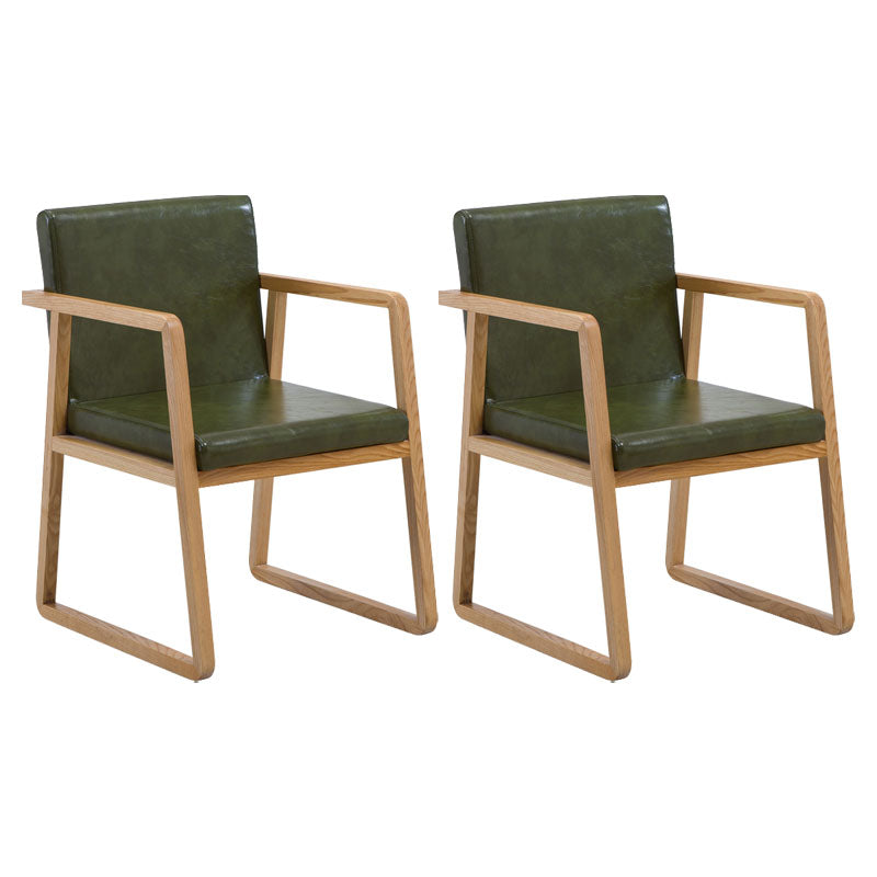 Modern Style Chairs Dining Arm Chair with Wooden Legs for Kitchen Dark Green 2 Piece Set Clearhalo ' kitchen&dining_furn' 'Dining Chairs' 'Dining Tables & Seating' 'dining_chair' 'furn' 'furn_dining_chair' 'Furniture' 'furniture_dining_chair' 'Kitchen & Dining Furniture' 'kitchen' 4666361