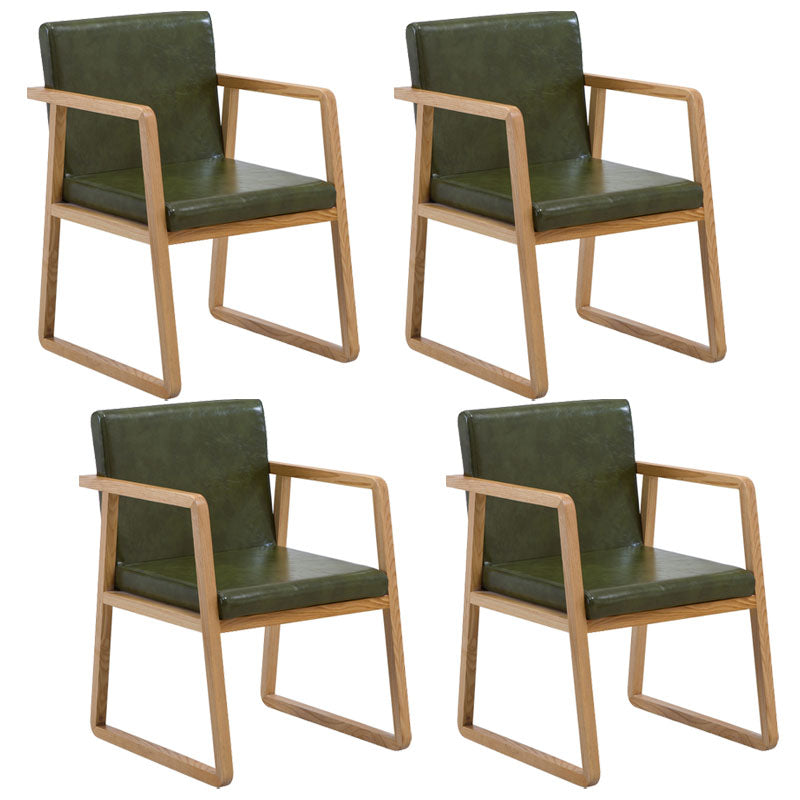Modern Style Chairs Dining Arm Chair with Wooden Legs for Kitchen Dark Green 4 Piece Set Clearhalo ' kitchen&dining_furn' 'Dining Chairs' 'Dining Tables & Seating' 'dining_chair' 'furn' 'furn_dining_chair' 'Furniture' 'furniture_dining_chair' 'Kitchen & Dining Furniture' 'kitchen' 4666362