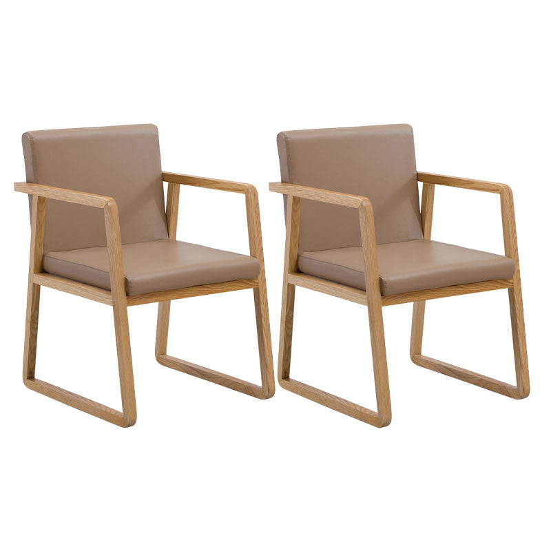 Modern Style Chairs Dining Arm Chair with Wooden Legs for Kitchen Light Khaki 2 Piece Set Clearhalo ' kitchen&dining_furn' 'Dining Chairs' 'Dining Tables & Seating' 'dining_chair' 'furn' 'furn_dining_chair' 'Furniture' 'furniture_dining_chair' 'Kitchen & Dining Furniture' 'kitchen' 4666364