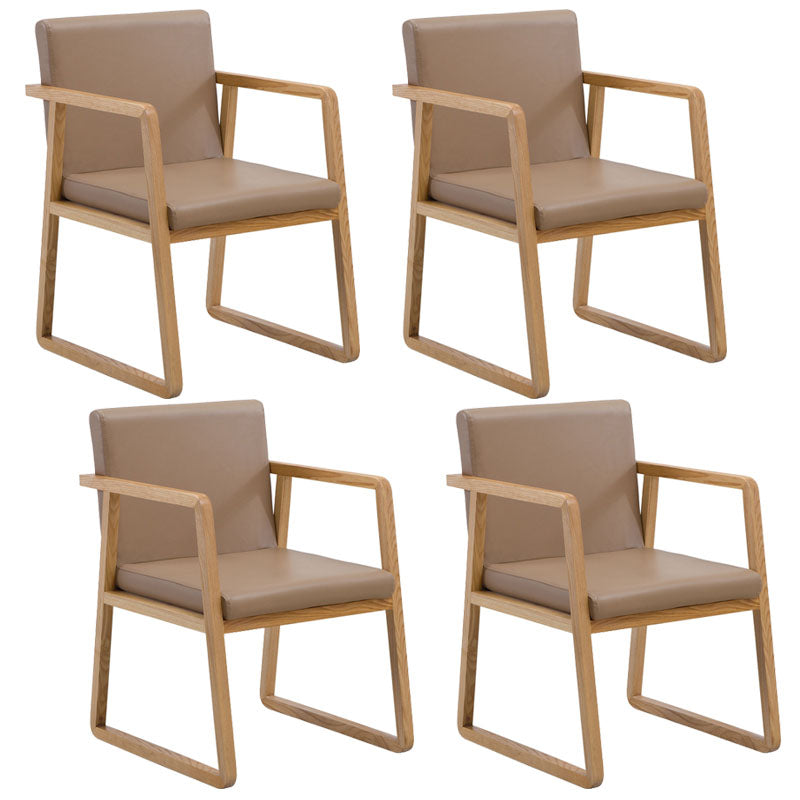 Modern Style Chairs Dining Arm Chair with Wooden Legs for Kitchen Light Khaki 4 Piece Set Clearhalo ' kitchen&dining_furn' 'Dining Chairs' 'Dining Tables & Seating' 'dining_chair' 'furn' 'furn_dining_chair' 'Furniture' 'furniture_dining_chair' 'Kitchen & Dining Furniture' 'kitchen' 4666365