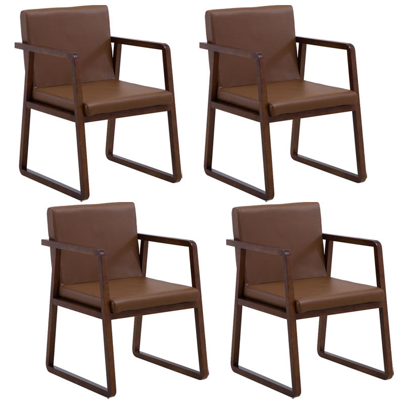 Modern Style Chairs Dining Arm Chair with Wooden Legs for Kitchen Red Brown 4 Piece Set Clearhalo ' kitchen&dining_furn' 'Dining Chairs' 'Dining Tables & Seating' 'dining_chair' 'furn' 'furn_dining_chair' 'Furniture' 'furniture_dining_chair' 'Kitchen & Dining Furniture' 'kitchen' 4666368