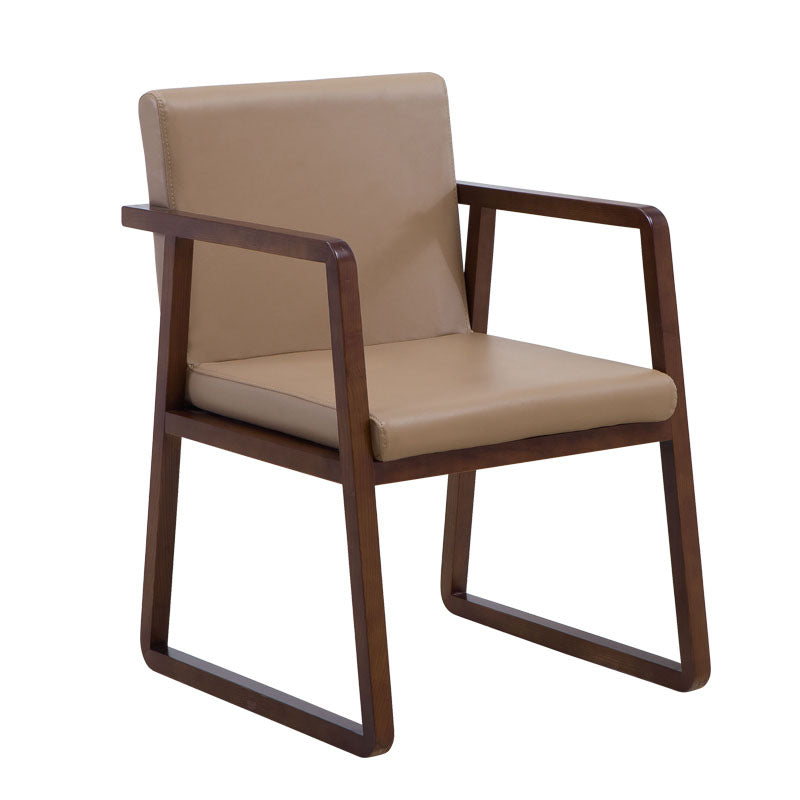 Modern Style Chairs Dining Arm Chair with Wooden Legs for Kitchen Khaki 1 Piece Clearhalo ' kitchen&dining_furn' 'Dining Chairs' 'Dining Tables & Seating' 'dining_chair' 'furn' 'furn_dining_chair' 'Furniture' 'furniture_dining_chair' 'Kitchen & Dining Furniture' 'kitchen' 4666375
