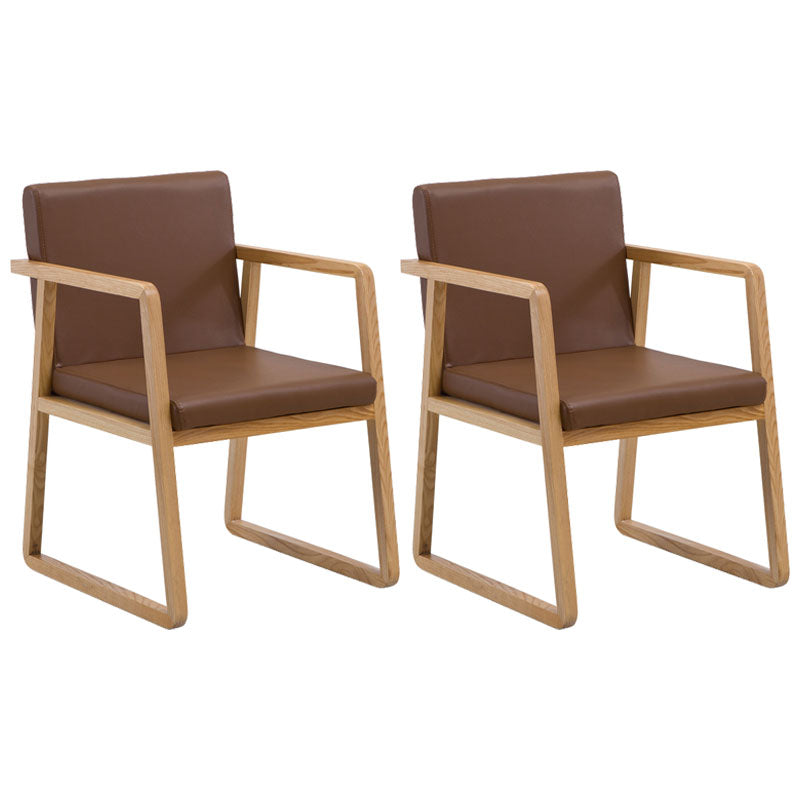Modern Style Chairs Dining Arm Chair with Wooden Legs for Kitchen Dark Brown 2 Piece Set Clearhalo ' kitchen&dining_furn' 'Dining Chairs' 'Dining Tables & Seating' 'dining_chair' 'furn' 'furn_dining_chair' 'Furniture' 'furniture_dining_chair' 'Kitchen & Dining Furniture' 'kitchen' 4666379