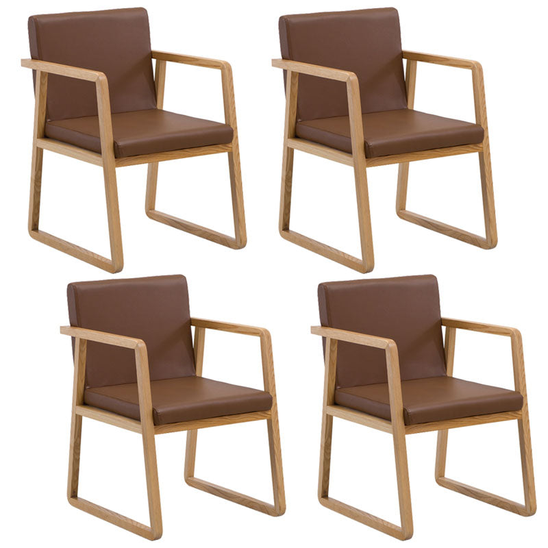 Modern Style Chairs Dining Arm Chair with Wooden Legs for Kitchen Dark Brown 4 Piece Set Clearhalo ' kitchen&dining_furn' 'Dining Chairs' 'Dining Tables & Seating' 'dining_chair' 'furn' 'furn_dining_chair' 'Furniture' 'furniture_dining_chair' 'Kitchen & Dining Furniture' 'kitchen' 4666380