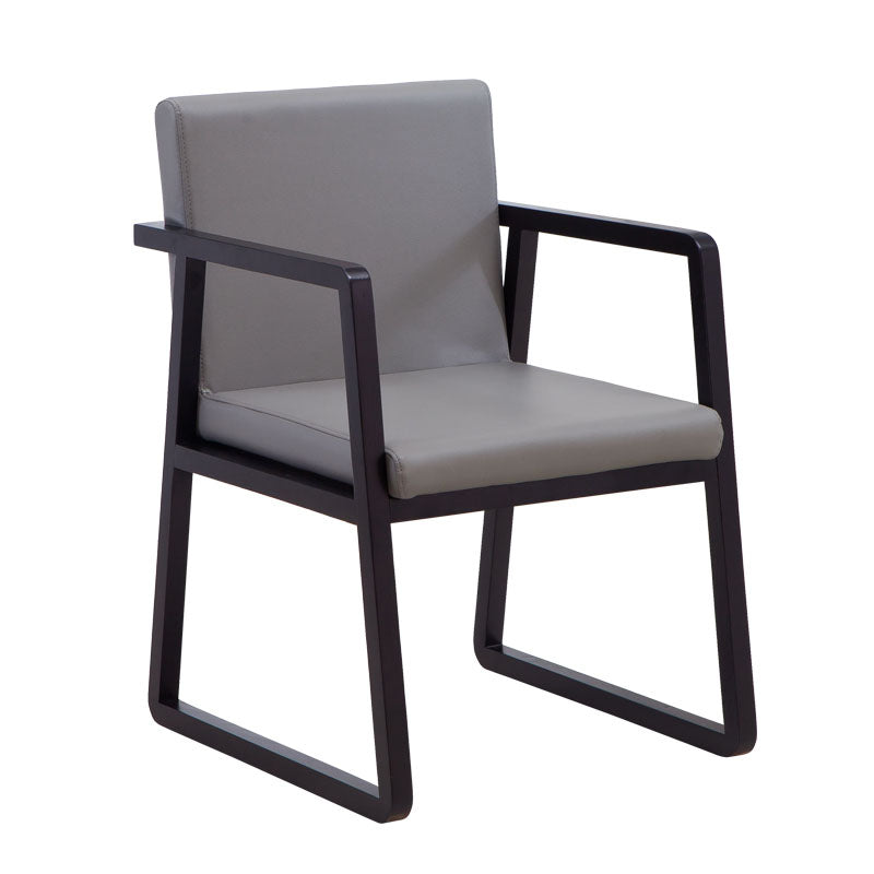 Modern Style Chairs Dining Arm Chair with Wooden Legs for Kitchen Black-Gray 1 Piece Clearhalo ' kitchen&dining_furn' 'Dining Chairs' 'Dining Tables & Seating' 'dining_chair' 'furn' 'furn_dining_chair' 'Furniture' 'furniture_dining_chair' 'Kitchen & Dining Furniture' 'kitchen' 4666381