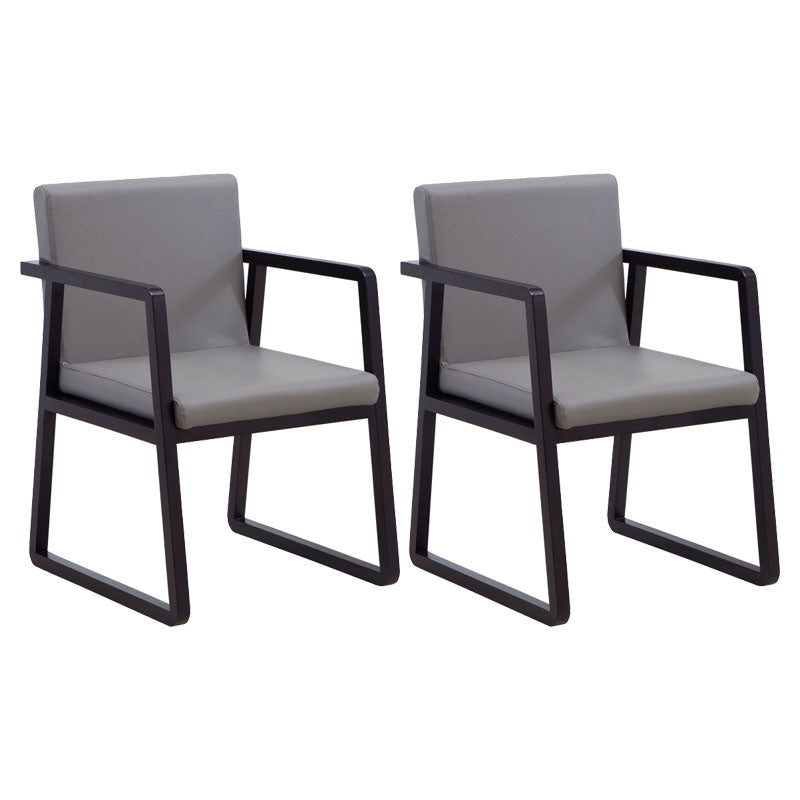 Modern Style Chairs Dining Arm Chair with Wooden Legs for Kitchen Black-Gray 2 Piece Set Clearhalo ' kitchen&dining_furn' 'Dining Chairs' 'Dining Tables & Seating' 'dining_chair' 'furn' 'furn_dining_chair' 'Furniture' 'furniture_dining_chair' 'Kitchen & Dining Furniture' 'kitchen' 4666382