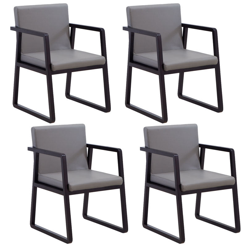 Modern Style Chairs Dining Arm Chair with Wooden Legs for Kitchen Black-Gray 4 Piece Set Clearhalo ' kitchen&dining_furn' 'Dining Chairs' 'Dining Tables & Seating' 'dining_chair' 'furn' 'furn_dining_chair' 'Furniture' 'furniture_dining_chair' 'Kitchen & Dining Furniture' 'kitchen' 4666383