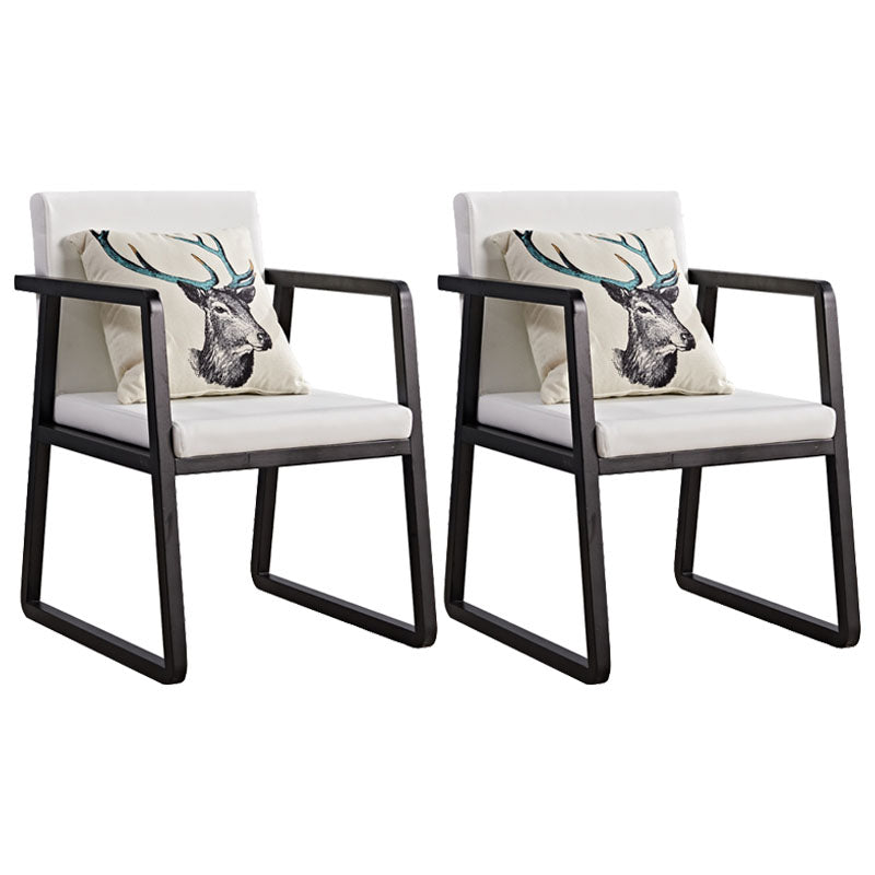 Modern Style Chairs Dining Arm Chair with Wooden Legs for Kitchen Black White 2 Piece Set Clearhalo ' kitchen&dining_furn' 'Dining Chairs' 'Dining Tables & Seating' 'dining_chair' 'furn' 'furn_dining_chair' 'Furniture' 'furniture_dining_chair' 'Kitchen & Dining Furniture' 'kitchen' 4666385