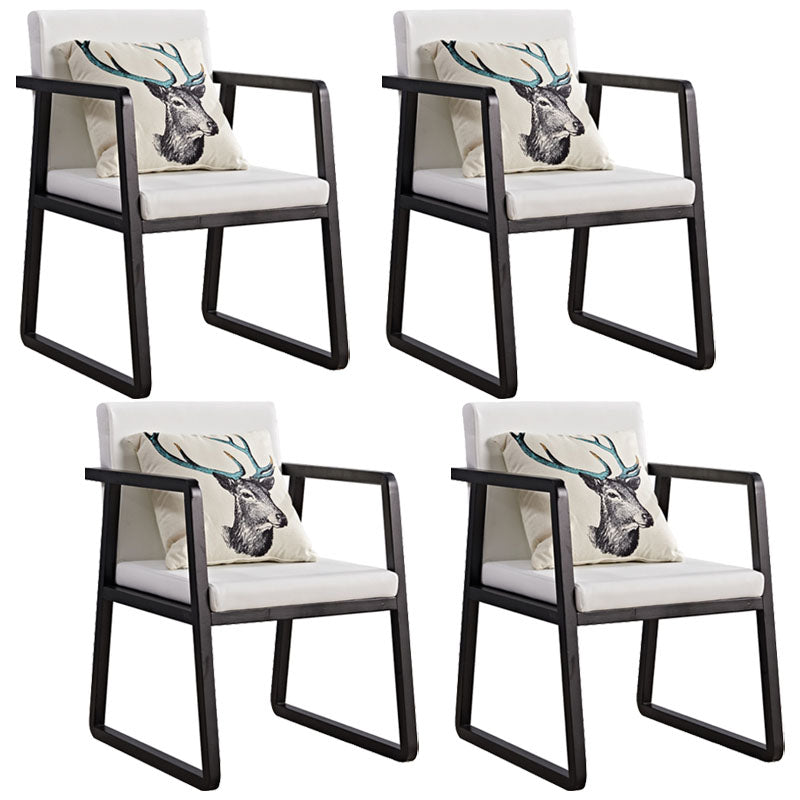 Modern Style Chairs Dining Arm Chair with Wooden Legs for Kitchen Black White 4 Piece Set Clearhalo ' kitchen&dining_furn' 'Dining Chairs' 'Dining Tables & Seating' 'dining_chair' 'furn' 'furn_dining_chair' 'Furniture' 'furniture_dining_chair' 'Kitchen & Dining Furniture' 'kitchen' 4666386