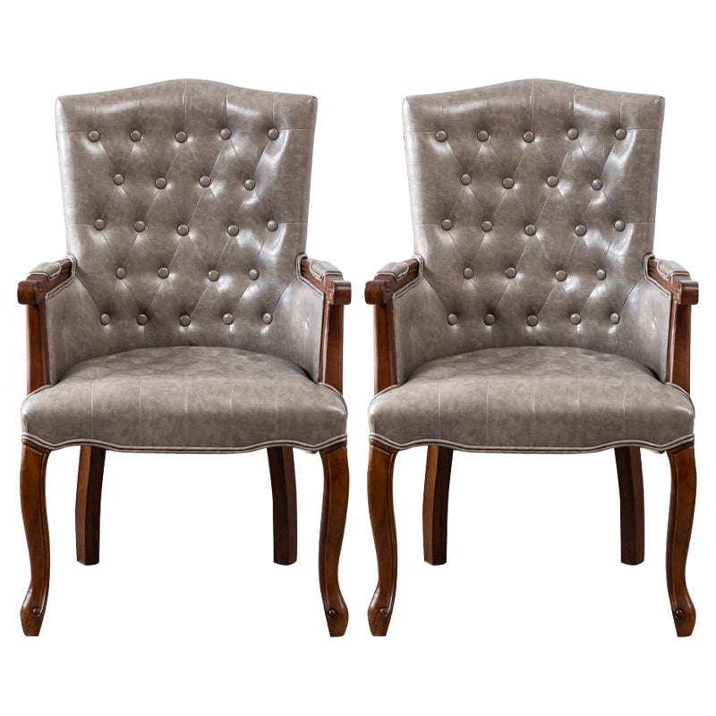 Farmhouse Rubberwood Solid Back Arm Chair Matte Finish Faux Leather Dining Chair Light Gray 2 Piece Set Clearhalo ' kitchen&dining_furn' 'Dining Chairs' 'Dining Tables & Seating' 'dining_chair' 'furn' 'furn_dining_chair' 'Furniture' 'furniture_dining_chair' 'Kitchen & Dining Furniture' 'kitchen' 4666471