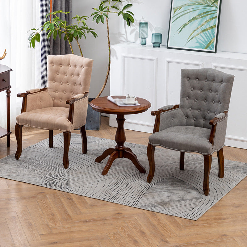 Farmhouse Rubberwood Solid Back Arm Chair Matte Finish Faux Leather Dining Chair Clearhalo ' kitchen&dining_furn' 'Dining Chairs' 'Dining Tables & Seating' 'dining_chair' 'furn' 'furn_dining_chair' 'Furniture' 'furniture_dining_chair' 'Kitchen & Dining Furniture' 'kitchen' 4666472