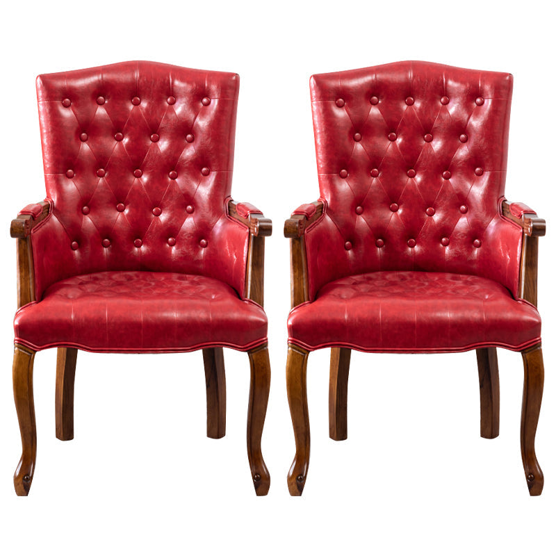 Farmhouse Rubberwood Solid Back Arm Chair Matte Finish Faux Leather Dining Chair Red 2 Piece Set Clearhalo ' kitchen&dining_furn' 'Dining Chairs' 'Dining Tables & Seating' 'dining_chair' 'furn' 'furn_dining_chair' 'Furniture' 'furniture_dining_chair' 'Kitchen & Dining Furniture' 'kitchen' 4666474