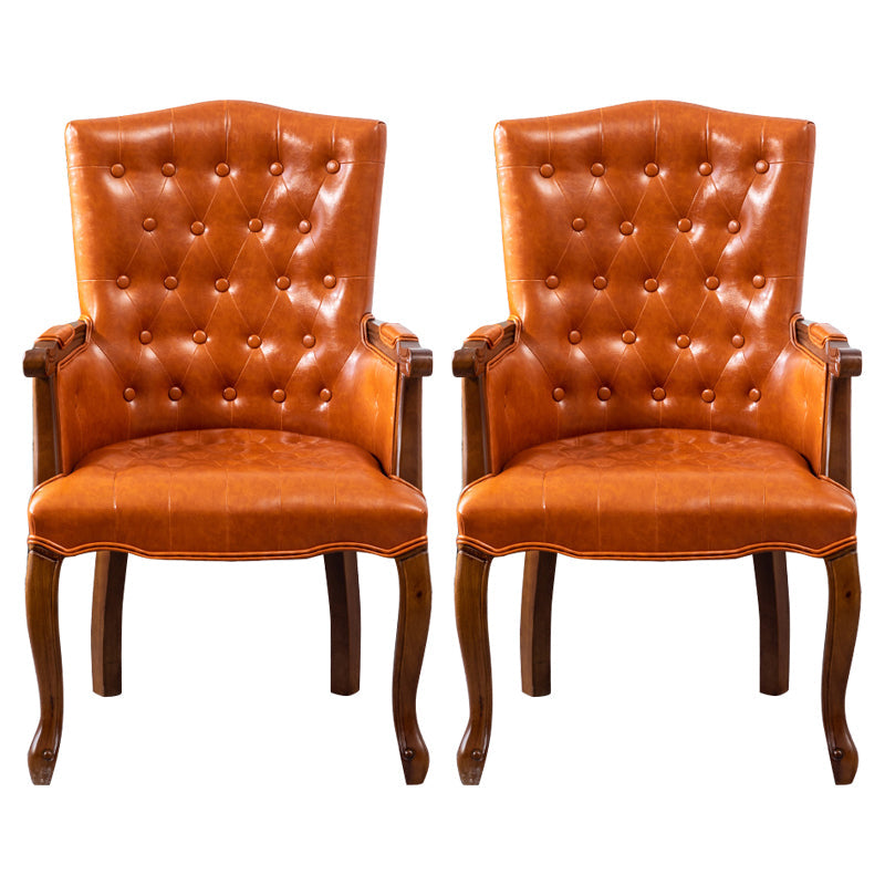 Farmhouse Rubberwood Solid Back Arm Chair Matte Finish Faux Leather Dining Chair Orange 2 Piece Set Clearhalo ' kitchen&dining_furn' 'Dining Chairs' 'Dining Tables & Seating' 'dining_chair' 'furn' 'furn_dining_chair' 'Furniture' 'furniture_dining_chair' 'Kitchen & Dining Furniture' 'kitchen' 4666477