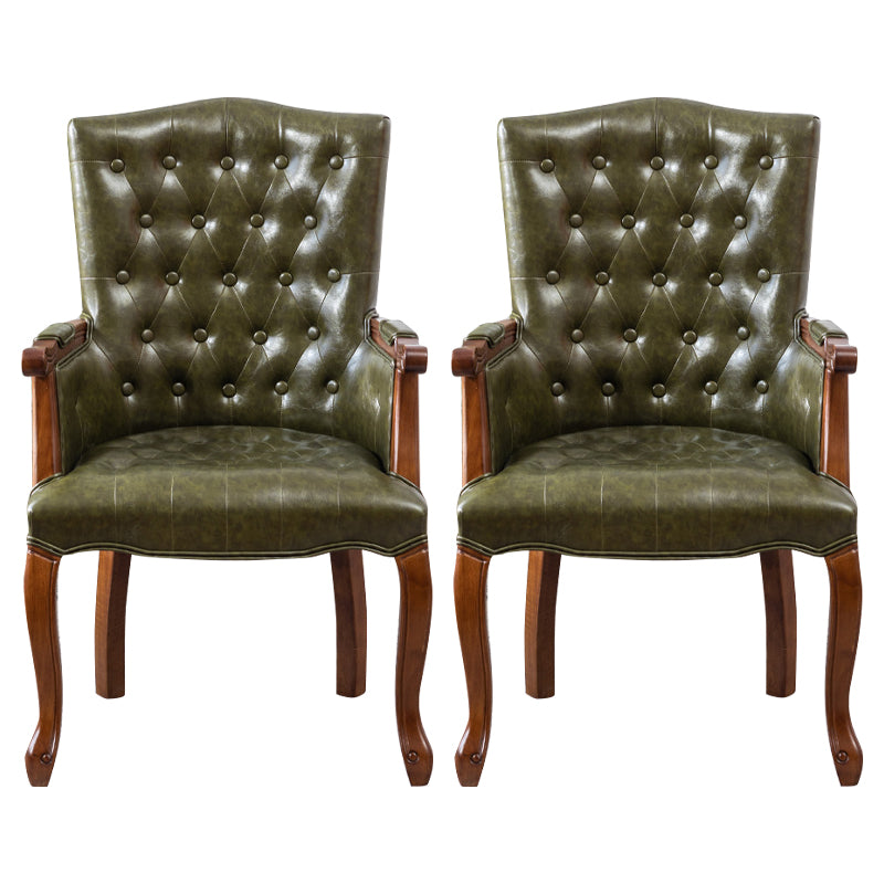 Farmhouse Rubberwood Solid Back Arm Chair Matte Finish Faux Leather Dining Chair Army Green 2 Piece Set Clearhalo ' kitchen&dining_furn' 'Dining Chairs' 'Dining Tables & Seating' 'dining_chair' 'furn' 'furn_dining_chair' 'Furniture' 'furniture_dining_chair' 'Kitchen & Dining Furniture' 'kitchen' 4666485