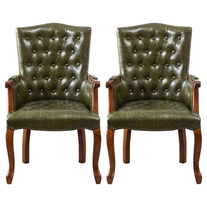 Farmhouse Rubberwood Solid Back Arm Chair Matte Finish Faux Leather Dining Chair Army Green 2 Piece Set Clearhalo ' kitchen&dining_furn' 'Dining Chairs' 'Dining Tables & Seating' 'dining_chair' 'furn' 'furn_dining_chair' 'Furniture' 'furniture_dining_chair' 'Kitchen & Dining Furniture' 'kitchen' 4666485