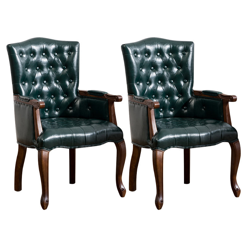 Farmhouse Rubberwood Solid Back Arm Chair Matte Finish Faux Leather Dining Chair Blackish Green 2 Piece Set Clearhalo ' kitchen&dining_furn' 'Dining Chairs' 'Dining Tables & Seating' 'dining_chair' 'furn' 'furn_dining_chair' 'Furniture' 'furniture_dining_chair' 'Kitchen & Dining Furniture' 'kitchen' 4666493
