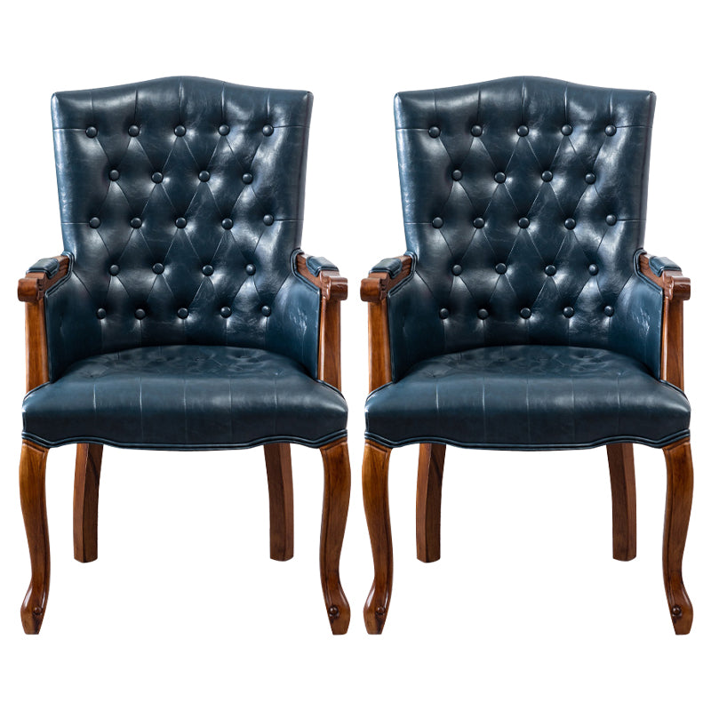 Farmhouse Rubberwood Solid Back Arm Chair Matte Finish Faux Leather Dining Chair Navy Blue 2 Piece Set Clearhalo ' kitchen&dining_furn' 'Dining Chairs' 'Dining Tables & Seating' 'dining_chair' 'furn' 'furn_dining_chair' 'Furniture' 'furniture_dining_chair' 'Kitchen & Dining Furniture' 'kitchen' 4666495