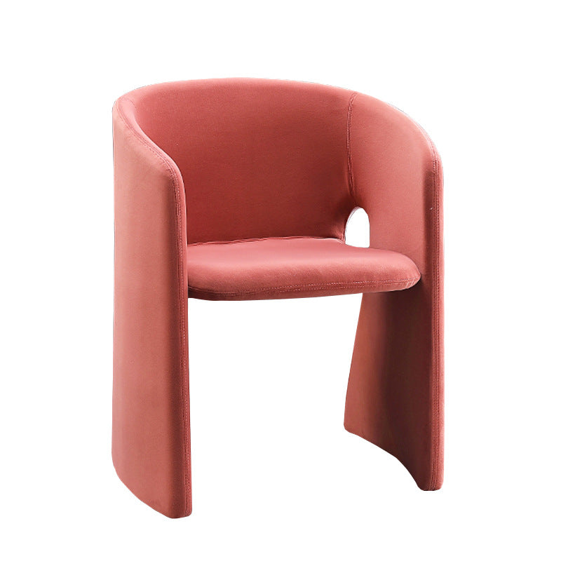 Designer Style Coffee Shop Velvet Arm Chair Matte Finish Solid Back Dining Chair Pink 1 Piece Clearhalo ' kitchen&dining_furn' 'Dining Chairs' 'Dining Tables & Seating' 'dining_chair' 'furn' 'furn_dining_chair' 'Furniture' 'furniture_dining_chair' 'Kitchen & Dining Furniture' 'kitchen' 4666502