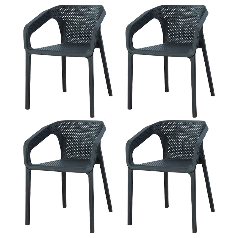 Modern Style Stackable Chairs Dining Arm Chairs with Plastic Legs for Kitchen Black 4 Piece Set Clearhalo ' kitchen&dining_furn' 'Dining Chairs' 'Dining Tables & Seating' 'dining_chair' 'furn' 'furn_dining_chair' 'Furniture' 'furniture_dining_chair' 'Kitchen & Dining Furniture' 'kitchen' 4666520