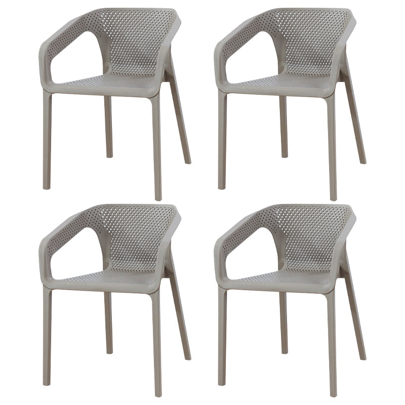Modern Style Stackable Chairs Dining Arm Chairs with Plastic Legs for Kitchen Grey 4 Piece Set Clearhalo ' kitchen&dining_furn' 'Dining Chairs' 'Dining Tables & Seating' 'dining_chair' 'furn' 'furn_dining_chair' 'Furniture' 'furniture_dining_chair' 'Kitchen & Dining Furniture' 'kitchen' 4666522