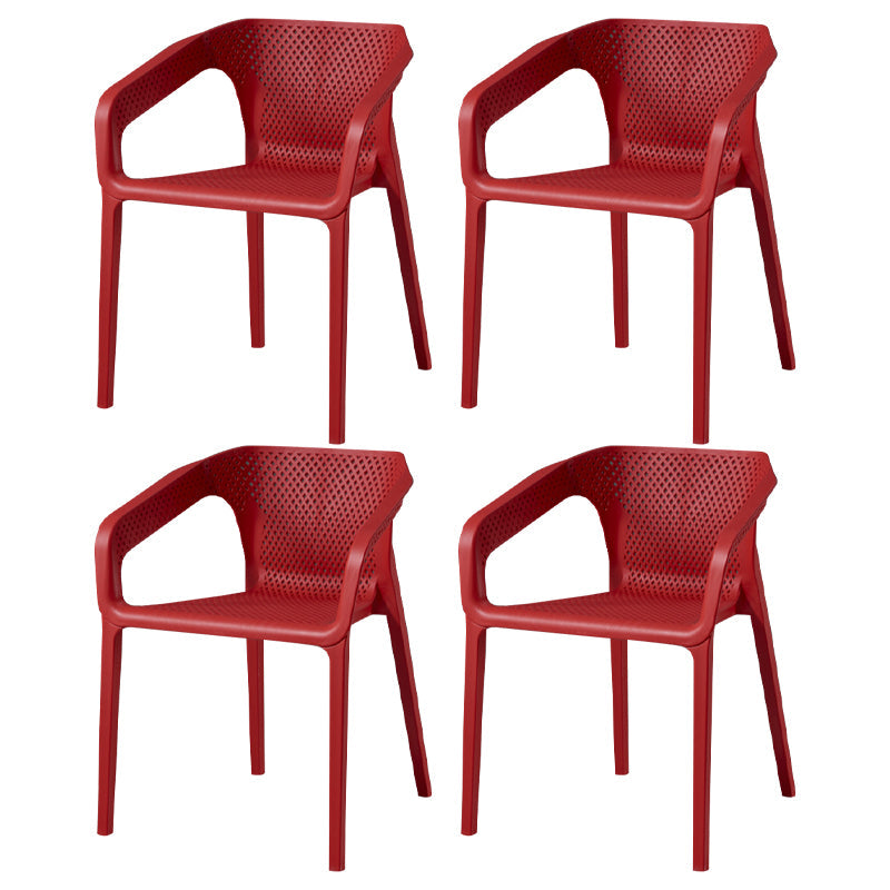 Modern Style Stackable Chairs Dining Arm Chairs with Plastic Legs for Kitchen Red 4 Piece Set Clearhalo ' kitchen&dining_furn' 'Dining Chairs' 'Dining Tables & Seating' 'dining_chair' 'furn' 'furn_dining_chair' 'Furniture' 'furniture_dining_chair' 'Kitchen & Dining Furniture' 'kitchen' 4666527