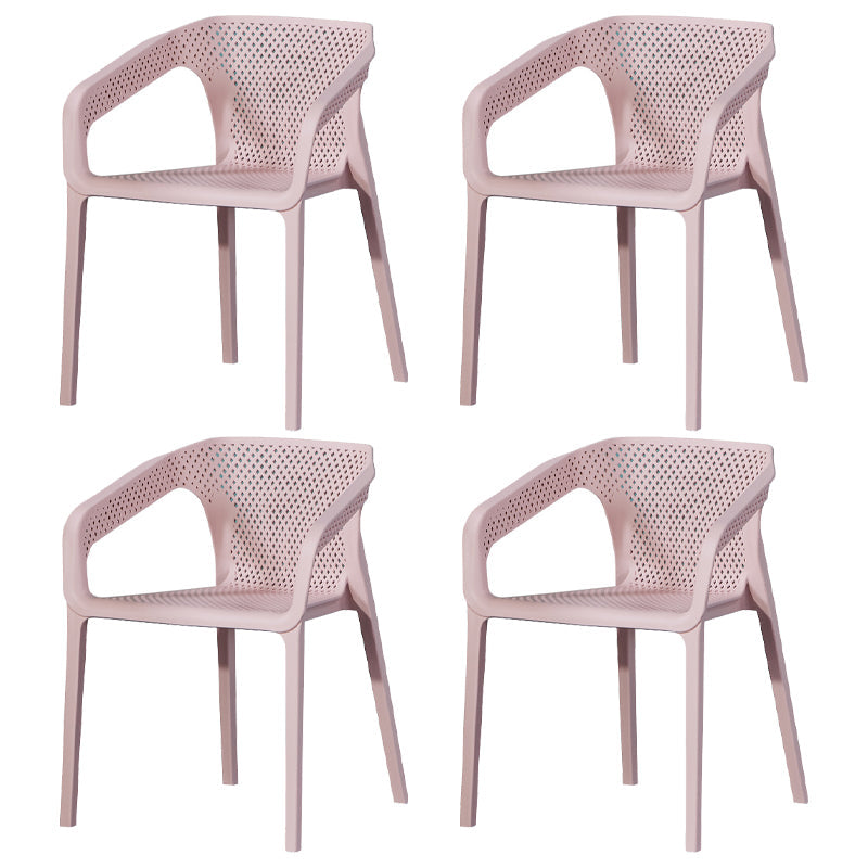 Modern Style Stackable Chairs Dining Arm Chairs with Plastic Legs for Kitchen Pink 4 Piece Set Clearhalo ' kitchen&dining_furn' 'Dining Chairs' 'Dining Tables & Seating' 'dining_chair' 'furn' 'furn_dining_chair' 'Furniture' 'furniture_dining_chair' 'Kitchen & Dining Furniture' 'kitchen' 4666529
