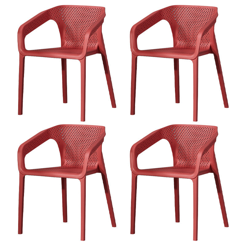 Modern Style Stackable Chairs Dining Arm Chairs with Plastic Legs for Kitchen Orange-Red 4 Piece Set Clearhalo ' kitchen&dining_furn' 'Dining Chairs' 'Dining Tables & Seating' 'dining_chair' 'furn' 'furn_dining_chair' 'Furniture' 'furniture_dining_chair' 'Kitchen & Dining Furniture' 'kitchen' 4666544