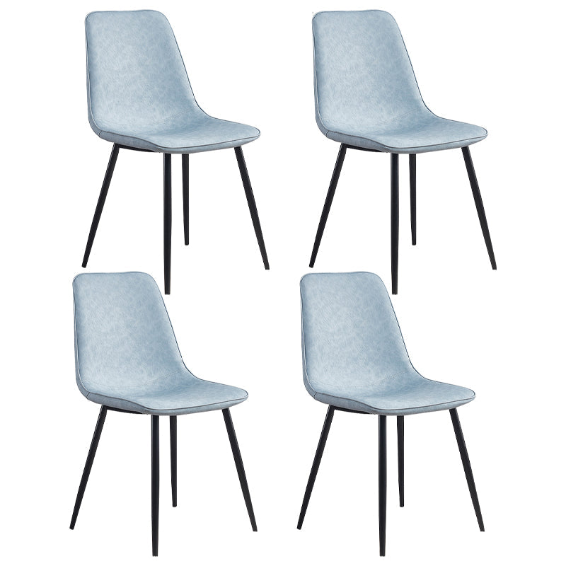 Modern Style Kitchen Chairs Dining Armless Chair with Metal Legs Light Blue Set of 4 Clearhalo ' kitchen&dining_furn' 'Dining Chairs' 'Dining Tables & Seating' 'dining_chair' 'Furniture' 'furniture_dining_chair' 'Kitchen & Dining Furniture' 'kitchen' 4666568