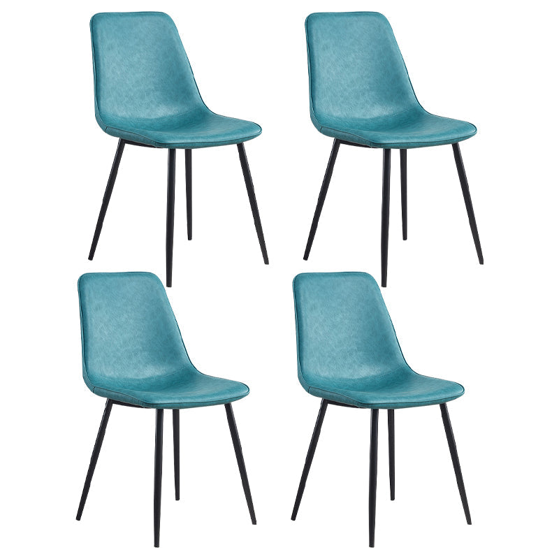 Modern Style Kitchen Chairs Dining Armless Chair with Metal Legs Peacock Blue Set of 4 Clearhalo ' kitchen&dining_furn' 'Dining Chairs' 'Dining Tables & Seating' 'dining_chair' 'Furniture' 'furniture_dining_chair' 'Kitchen & Dining Furniture' 'kitchen' 4666577