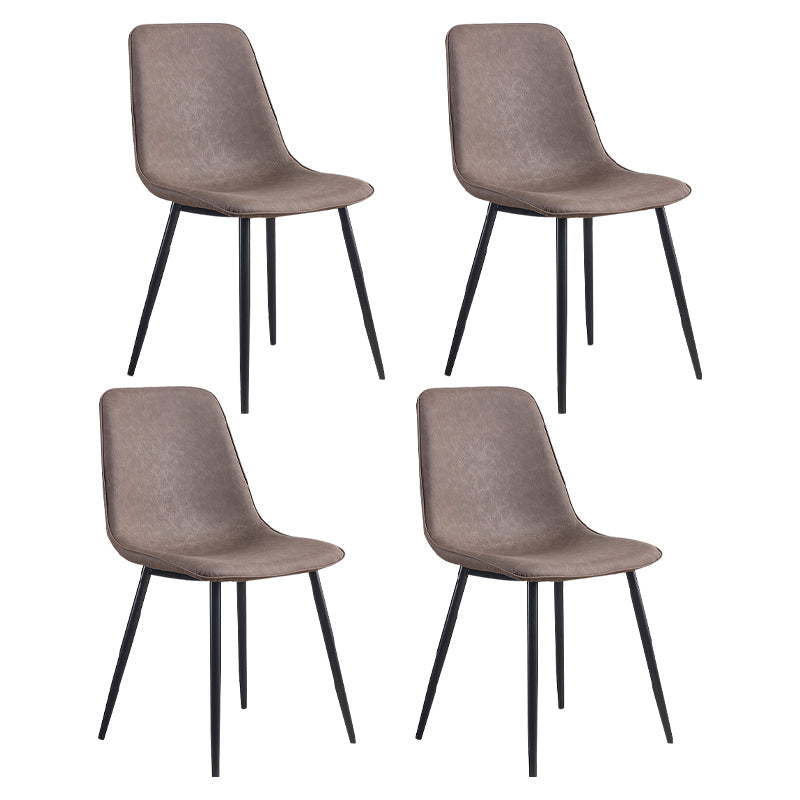 Modern Style Kitchen Chairs Dining Armless Chair with Metal Legs Dark Brown Set of 4 Clearhalo ' kitchen&dining_furn' 'Dining Chairs' 'Dining Tables & Seating' 'dining_chair' 'Furniture' 'furniture_dining_chair' 'Kitchen & Dining Furniture' 'kitchen' 4666580