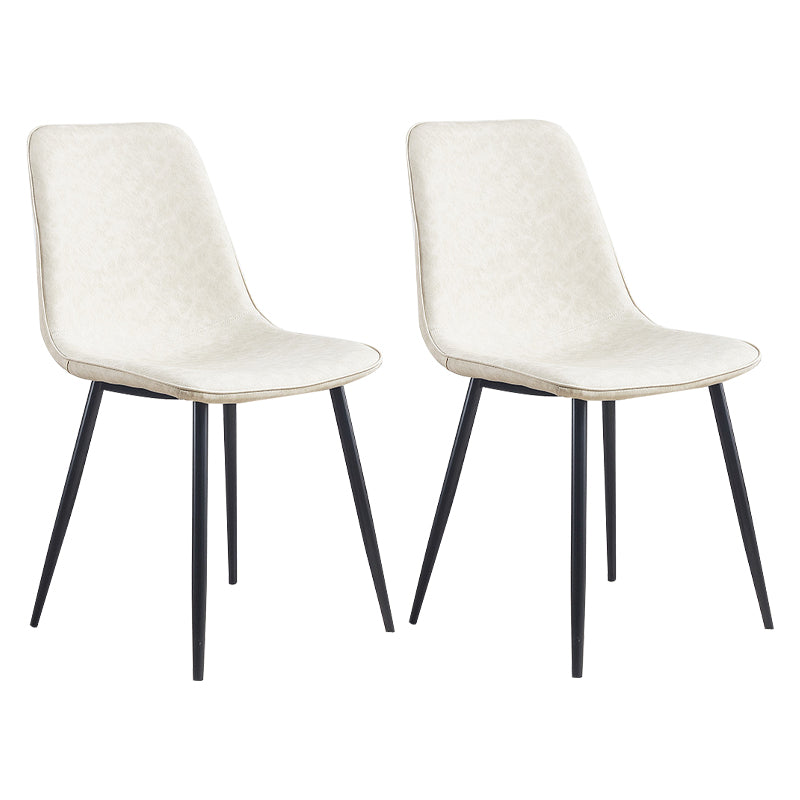 Modern Style Kitchen Chairs Dining Armless Chair with Metal Legs Off-White Set of 2 Clearhalo ' kitchen&dining_furn' 'Dining Chairs' 'Dining Tables & Seating' 'dining_chair' 'Furniture' 'furniture_dining_chair' 'Kitchen & Dining Furniture' 'kitchen' 4666582