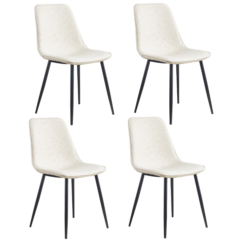 Modern Style Kitchen Chairs Dining Armless Chair with Metal Legs Off-White Set of 4 Clearhalo ' kitchen&dining_furn' 'Dining Chairs' 'Dining Tables & Seating' 'dining_chair' 'Furniture' 'furniture_dining_chair' 'Kitchen & Dining Furniture' 'kitchen' 4666583