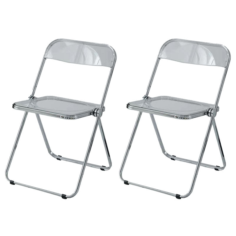 Industrial Design Plastic Folding Side Chair for Home Use Open Back Dining Side Chair Clear 2 Piece Set Clearhalo ' kitchen&dining_furn' 'Dining Chairs' 'Dining Tables & Seating' 'dining_chair' 'furn' 'furn_dining_chair' 'Furniture' 'furniture_dining_chair' 'Kitchen & Dining Furniture' 'kitchen' 4666612