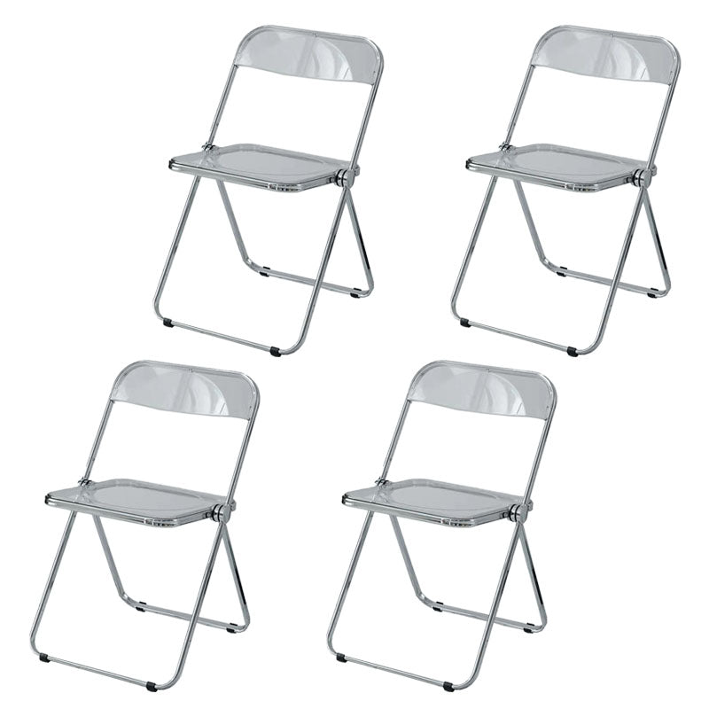 Industrial Design Plastic Folding Side Chair for Home Use Open Back Dining Side Chair Clear 4 Piece Set Clearhalo ' kitchen&dining_furn' 'Dining Chairs' 'Dining Tables & Seating' 'dining_chair' 'furn' 'furn_dining_chair' 'Furniture' 'furniture_dining_chair' 'Kitchen & Dining Furniture' 'kitchen' 4666613