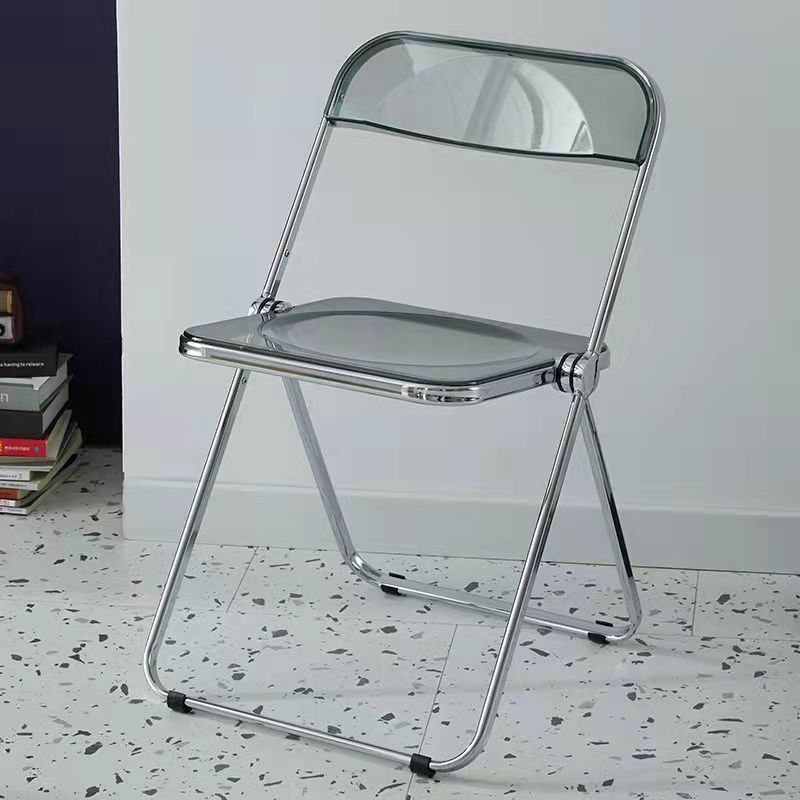 Industrial Design Plastic Folding Side Chair for Home Use Open Back Dining Side Chair Smoke Gray 1 Piece Clearhalo ' kitchen&dining_furn' 'Dining Chairs' 'Dining Tables & Seating' 'dining_chair' 'furn' 'furn_dining_chair' 'Furniture' 'furniture_dining_chair' 'Kitchen & Dining Furniture' 'kitchen' 4666622