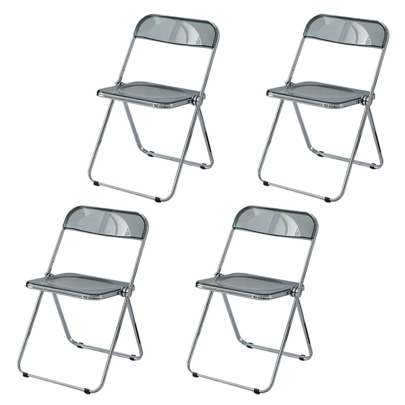 Industrial Design Plastic Folding Side Chair for Home Use Open Back Dining Side Chair Smoke Gray 4 Piece Set Clearhalo ' kitchen&dining_furn' 'Dining Chairs' 'Dining Tables & Seating' 'dining_chair' 'furn' 'furn_dining_chair' 'Furniture' 'furniture_dining_chair' 'Kitchen & Dining Furniture' 'kitchen' 4666626